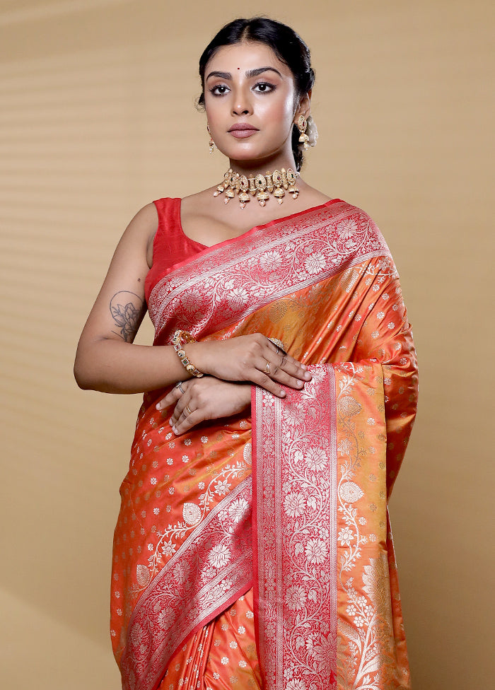 Pink Dupion Silk Saree With Blouse Piece