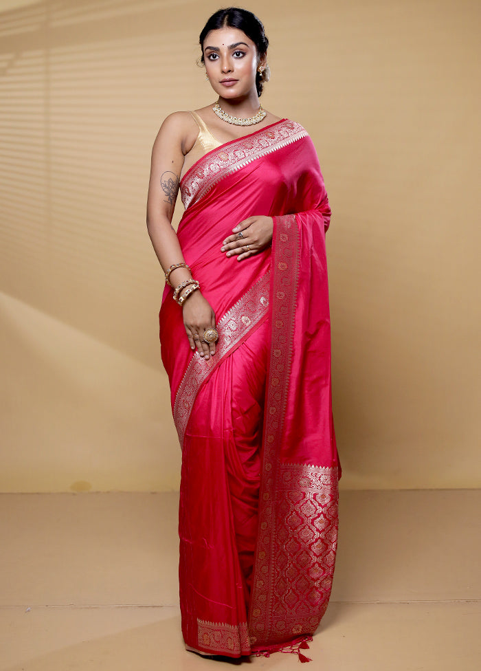 Pink Dupion Silk Saree With Blouse Piece