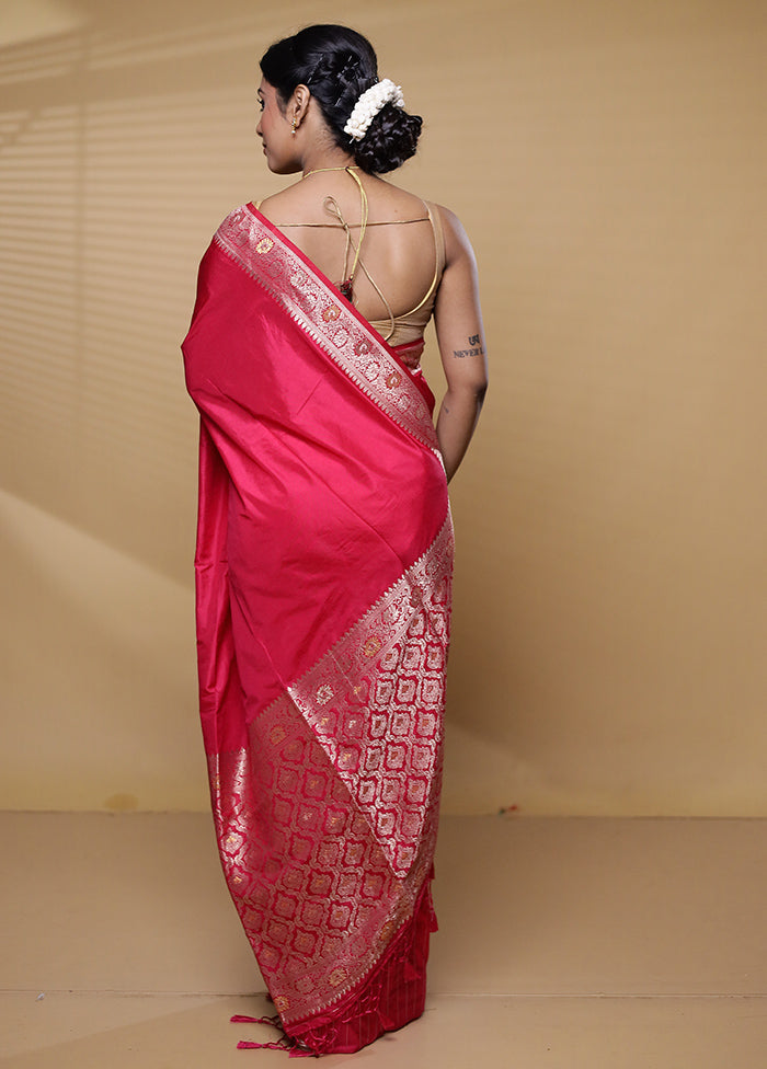 Pink Dupion Silk Saree With Blouse Piece