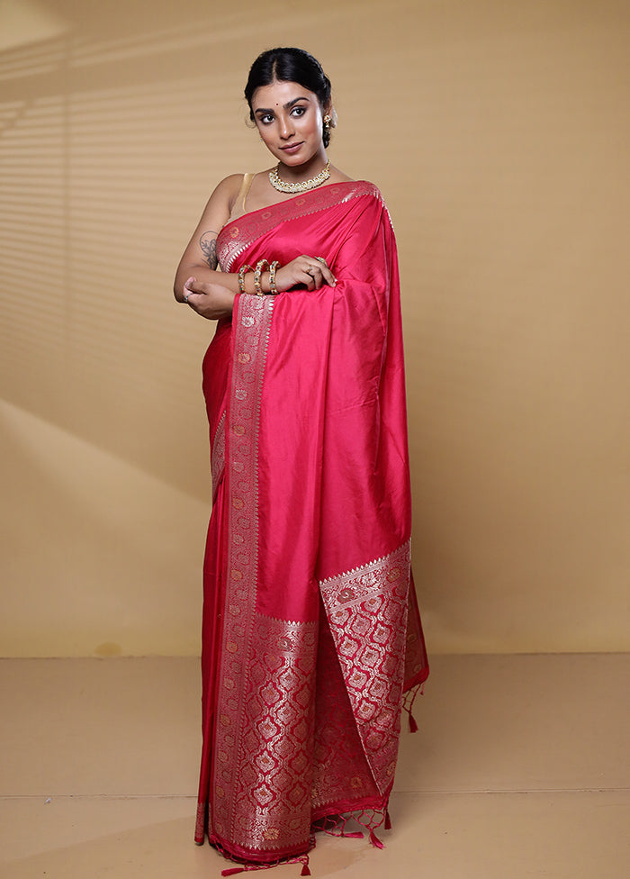 Pink Dupion Silk Saree With Blouse Piece