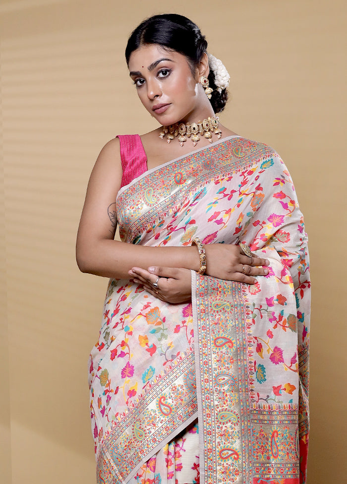 White Cotton Saree With Blouse Piece