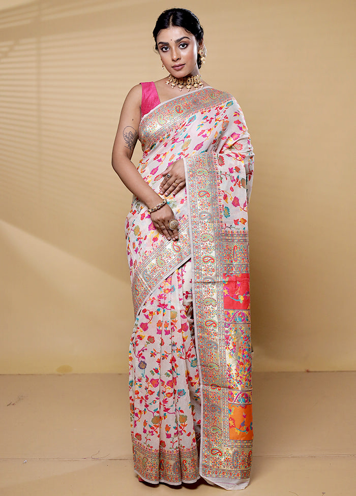 White Cotton Saree With Blouse Piece