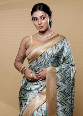 Multicolor Dupion Silk Saree With Blouse Piece