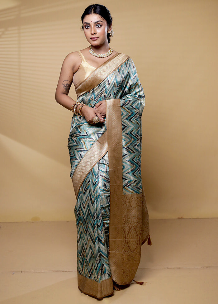 Multicolor Dupion Silk Saree With Blouse Piece