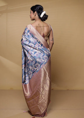 Multicolor Dupion Silk Saree With Blouse Piece