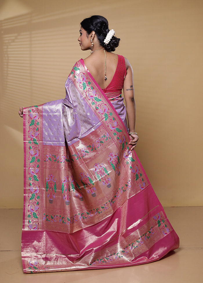 Purple Kanjivaram Silk Saree With Blouse Piece