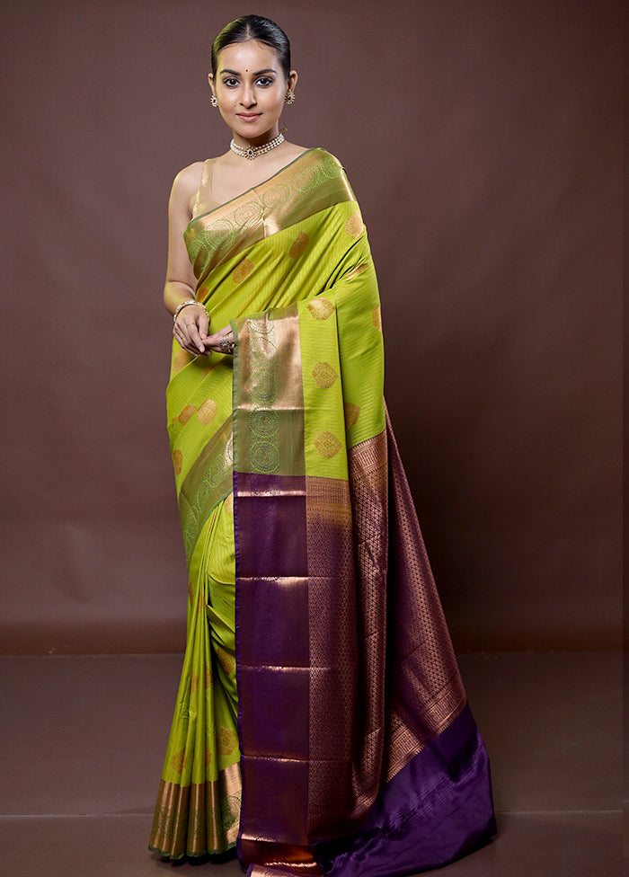 Green Kanjivaram Silk Saree With Blouse Piece