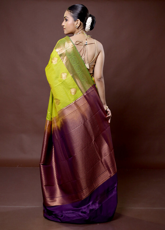 Green Kanjivaram Silk Saree With Blouse Piece