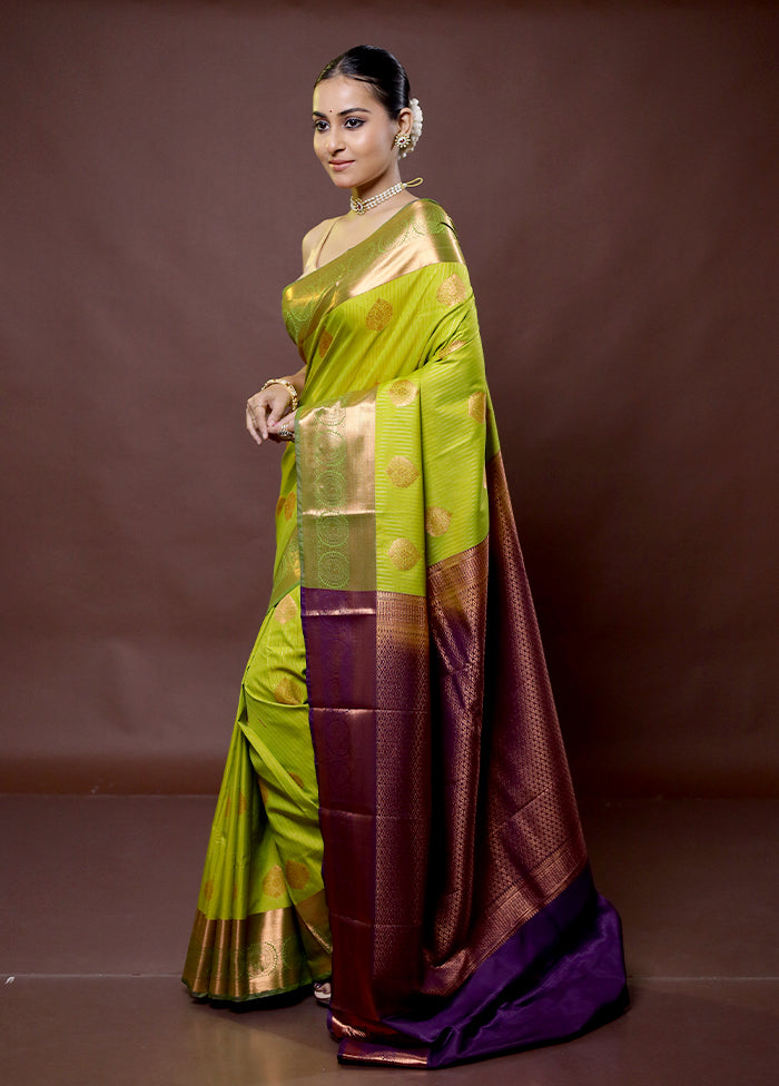 Green Kanjivaram Silk Saree With Blouse Piece