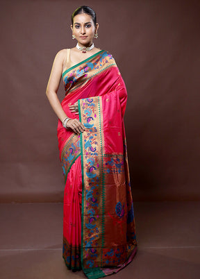 Pink Dupion Silk Saree With Blouse Piece