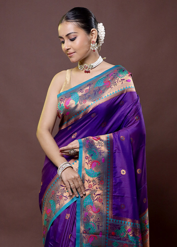 Purple Dupion Silk Saree With Blouse Piece