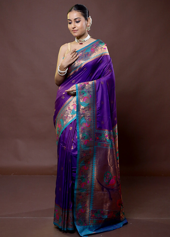 Purple Dupion Silk Saree With Blouse Piece