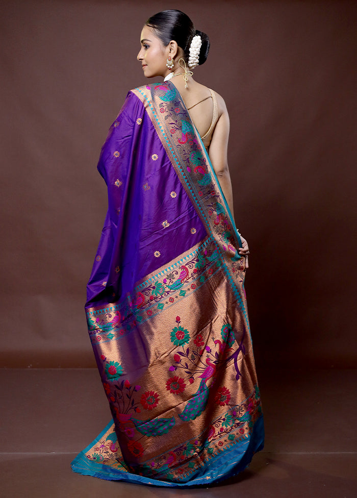 Purple Dupion Silk Saree With Blouse Piece