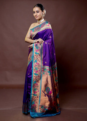 Purple Dupion Silk Saree With Blouse Piece