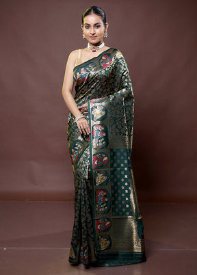 Green Dupion Silk Saree With Blouse Piece