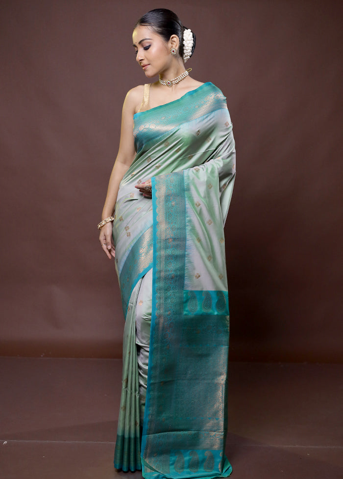 Green Kanjivaram Silk Saree With Blouse Piece