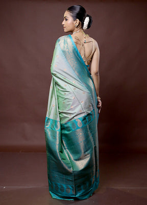 Green Kanjivaram Silk Saree With Blouse Piece