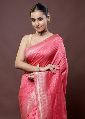 Pink Dupion Silk Saree With Blouse Piece