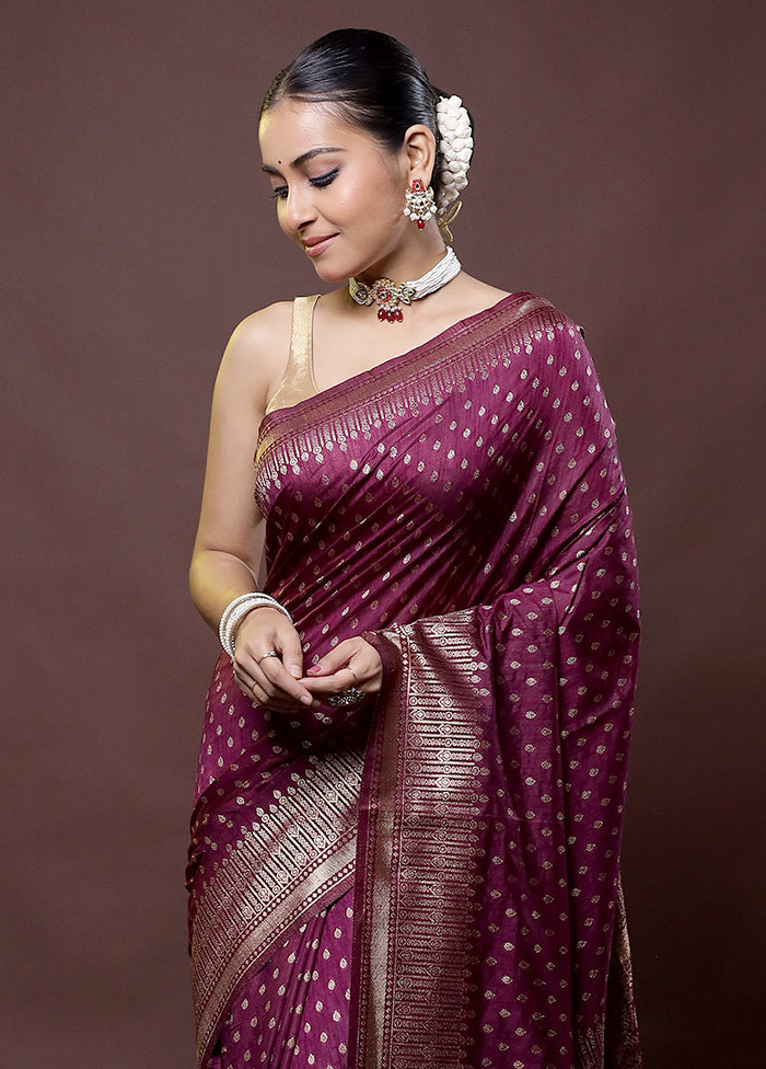 Purple Dupion Silk Saree With Blouse Piece