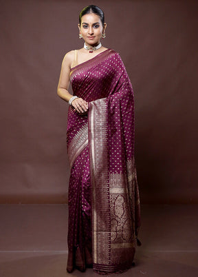 Purple Dupion Silk Saree With Blouse Piece