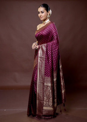 Purple Dupion Silk Saree With Blouse Piece