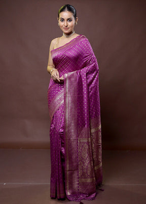 Purple Dupion Silk Saree With Blouse Piece