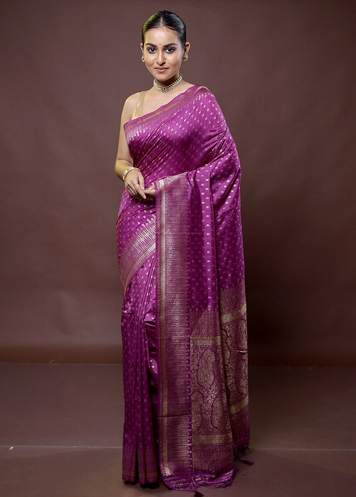 Purple Dupion Silk Saree With Blouse Piece