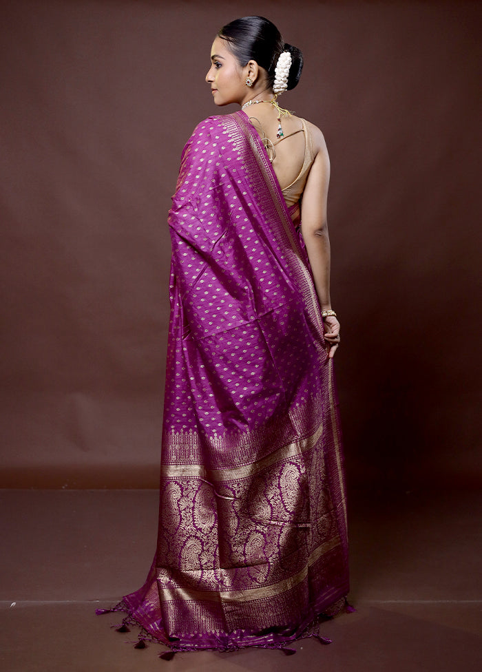 Purple Dupion Silk Saree With Blouse Piece