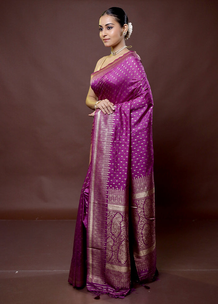 Purple Dupion Silk Saree With Blouse Piece