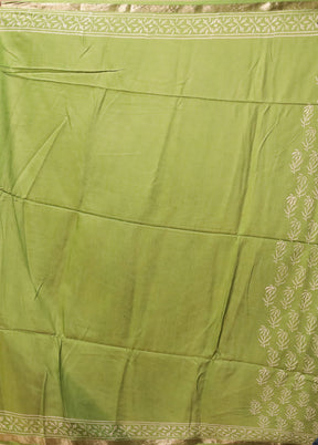 Green Chanderi Silk Saree With Blouse Piece