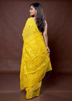 Yellow Tant Jamdani Saree Without Blouse Piece