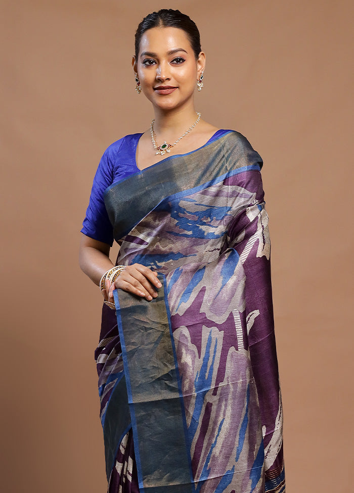 Multicolor Tussar Silk Saree With Blouse Piece