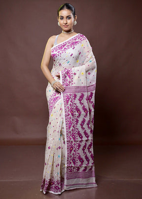 Multicolor Tant Jamdani Saree Without Blouse Piece