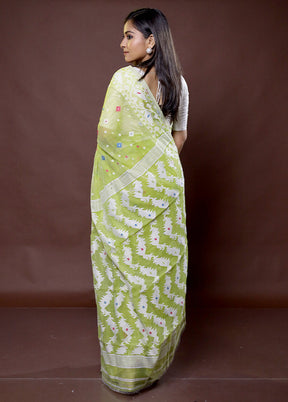 Green Tant Jamdani Saree Without Blouse Piece