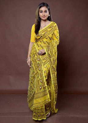 Yellow Tant Jamdani Saree Without Blouse Piece