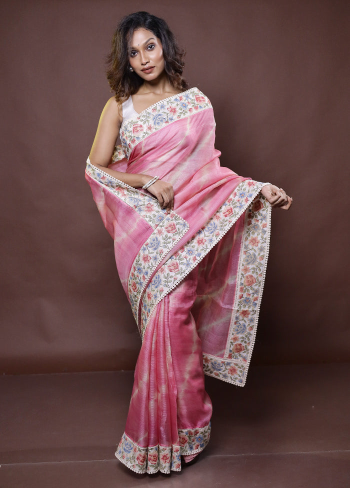 Pink Handloom Pure Kota Cotton Saree With Blouse Piece