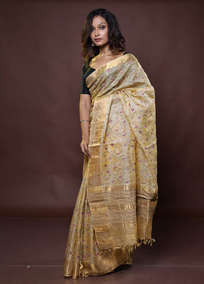 Yellow Handloom Pure Kota Cotton Saree With Blouse Piece