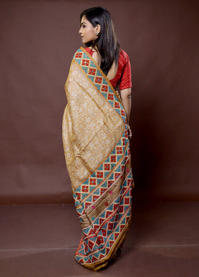 Brown Handloom Tussar Pure Silk Saree With Blouse Piece