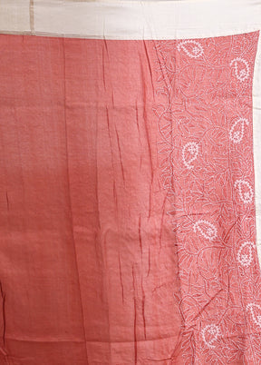Pink Handloom Tussar Pure Silk Saree With Blouse Piece