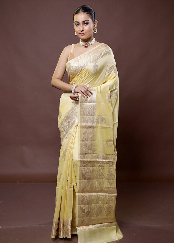 Cream Dupion Silk Saree With Blouse Piece