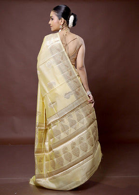 Cream Dupion Silk Saree With Blouse Piece