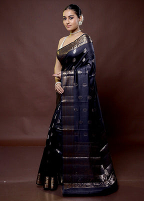 Black Dupion Silk Saree With Blouse Piece