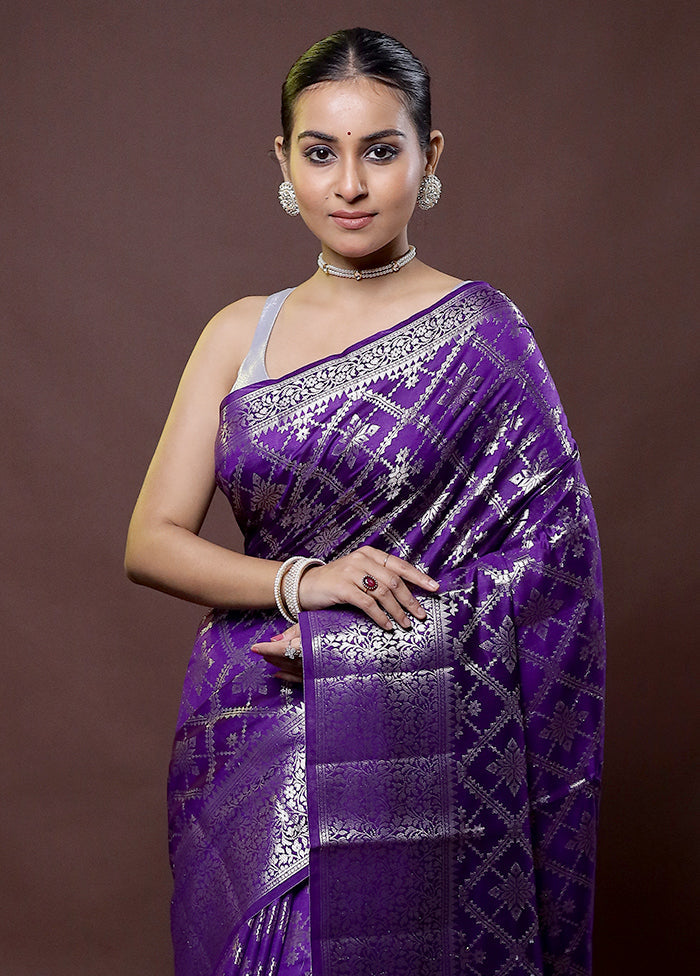 Purple Dupion Silk Saree With Blouse Piece