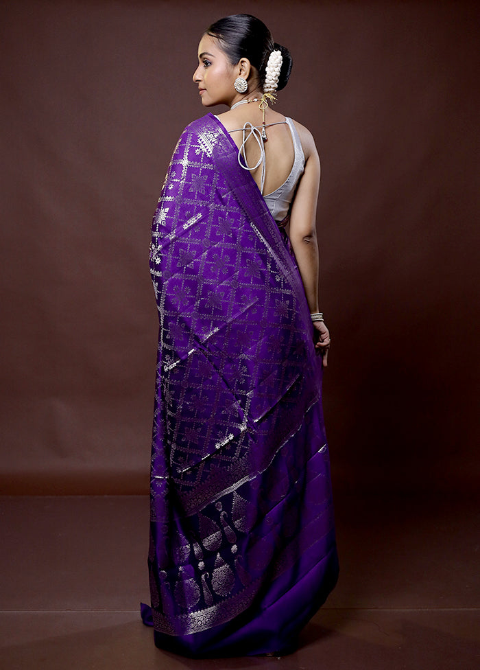 Purple Dupion Silk Saree With Blouse Piece