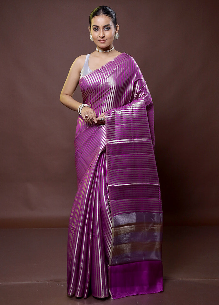 Purple Dupion Silk Saree With Blouse Piece