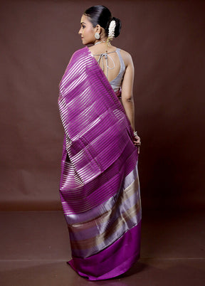 Purple Dupion Silk Saree With Blouse Piece