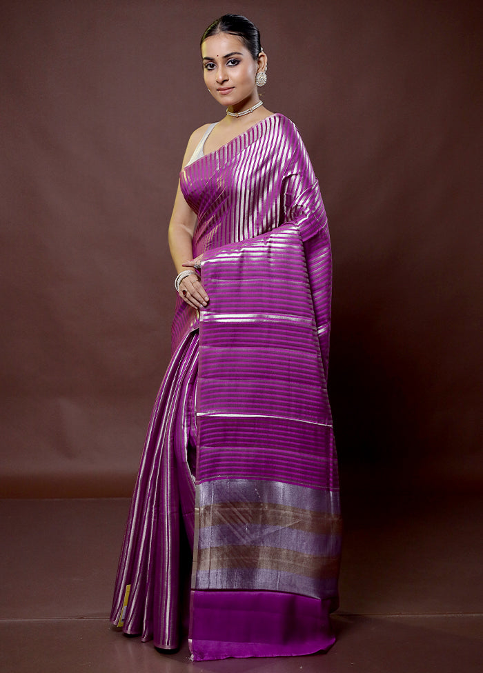 Purple Dupion Silk Saree With Blouse Piece