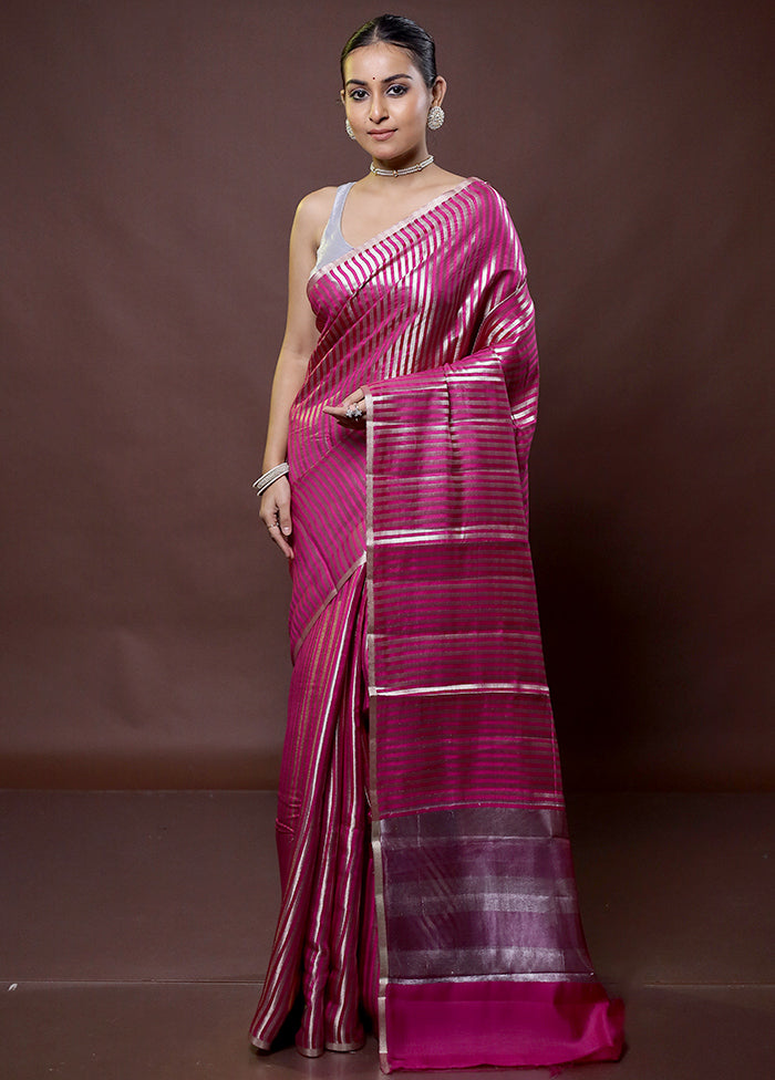 Pink Dupion Silk Saree With Blouse Piece