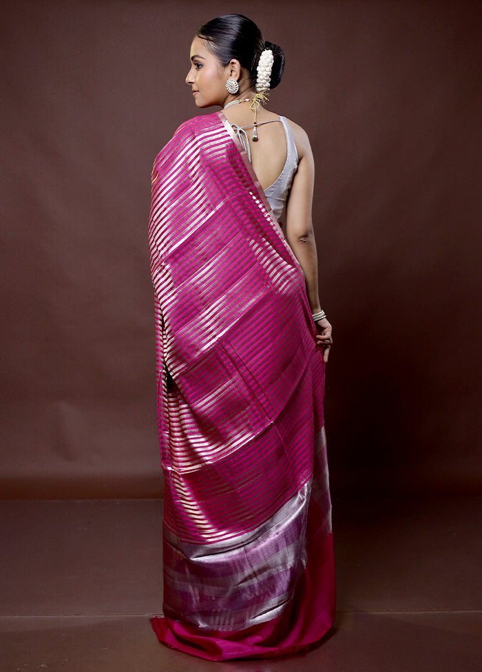 Pink Dupion Silk Saree With Blouse Piece