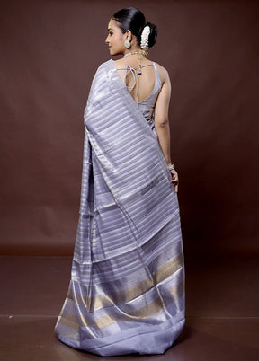 Grey Dupion Silk Saree With Blouse Piece